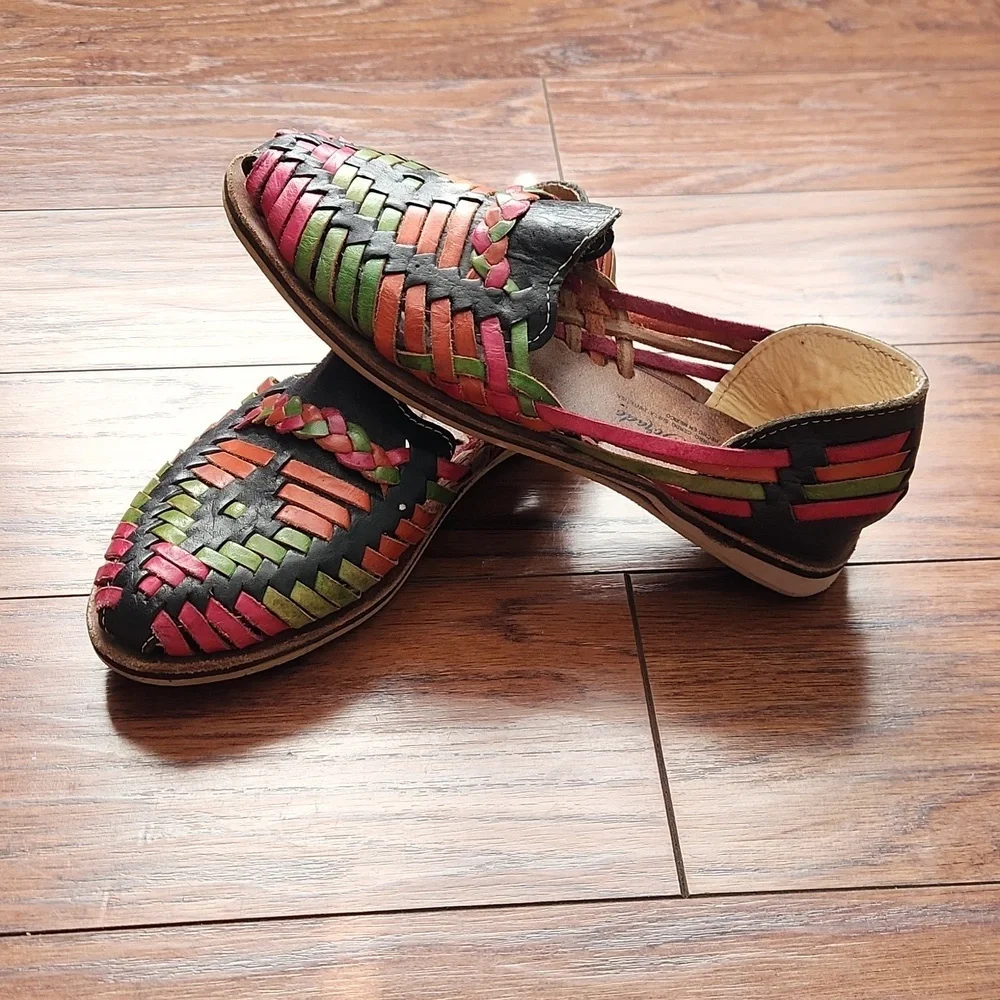 Huarache Multicolor Leather Flats - Picture 2 of 5